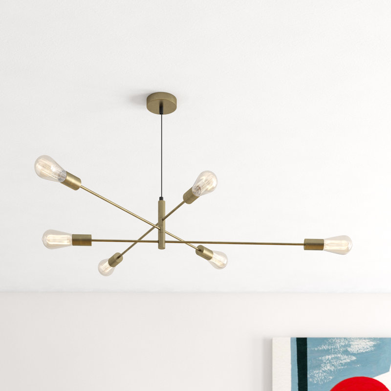 6 Light Sputnik Drum LED Chandelier with Hand Blown Glass Accents 6 Light Sputnik Drum LED Chandelier with Hand Blown Glass Accents